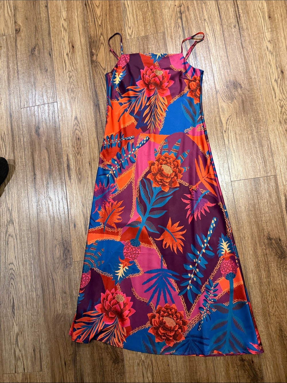 Joie Floral Slip Midi Dress in Pink, Blue & Orange